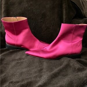 Zara Trafaluc Hot Pink Satin Boots ~ Sz. 9